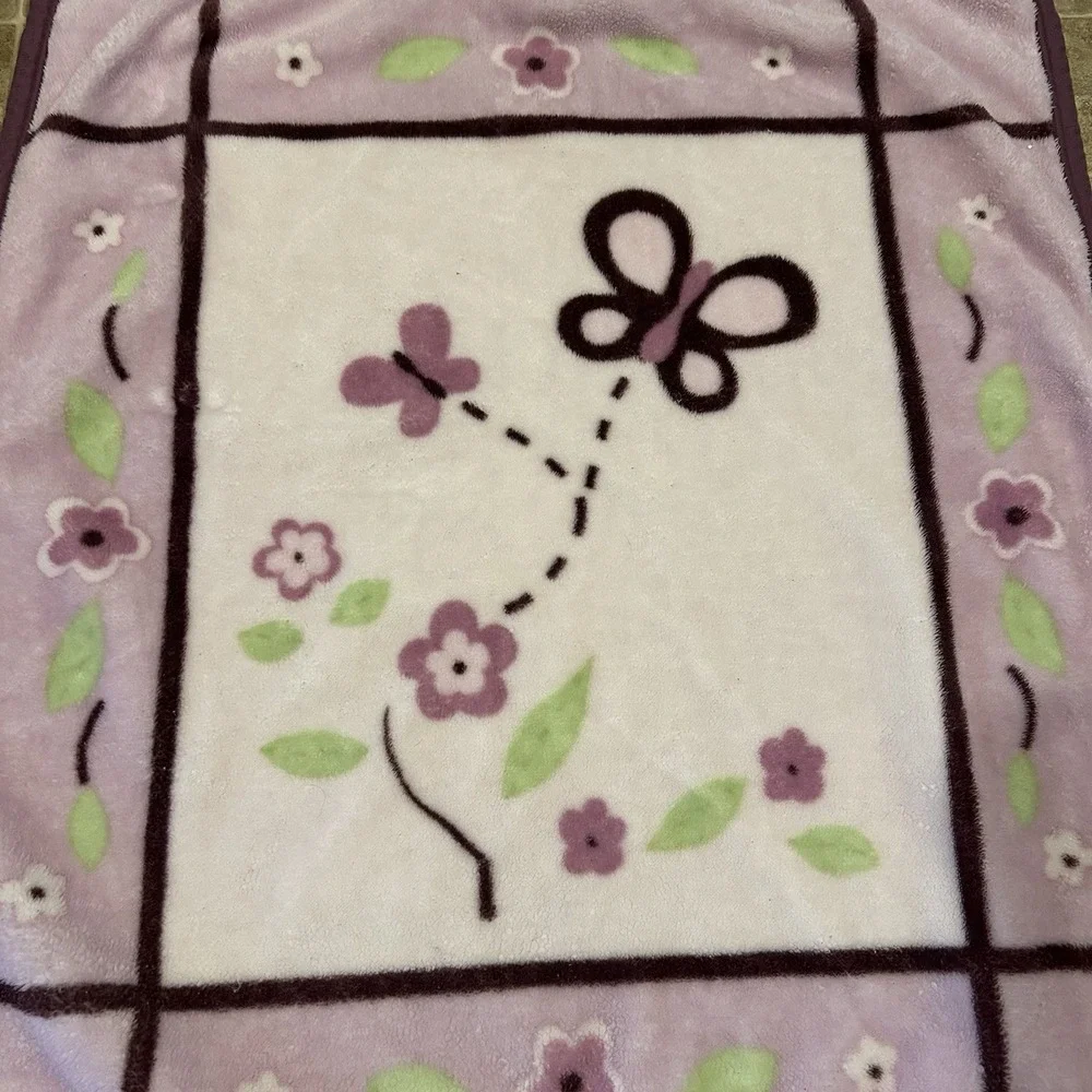 Y2K COCALO‎ Sugar plum Purple Butterfly Luxe Minky Plush Baby Crib Blanket